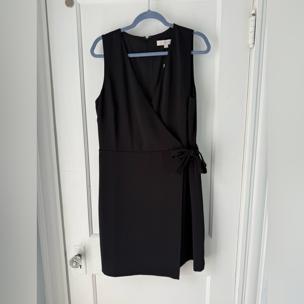 LOFT Black Sleeveless Wrap Dress